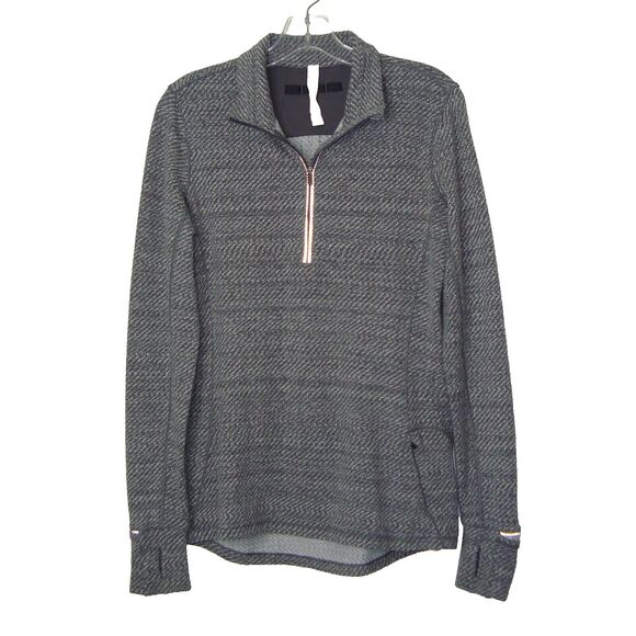 Lululemon Tops - Lululemon Jacket Womens Size 8 White 1/2 Zip Pullover Thumbholes Gray White
